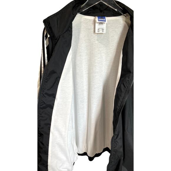 Adidas Black White Track Jacket Zip Up Retro Y2K Windbreaker Men’s XL - Picture 7 of 10